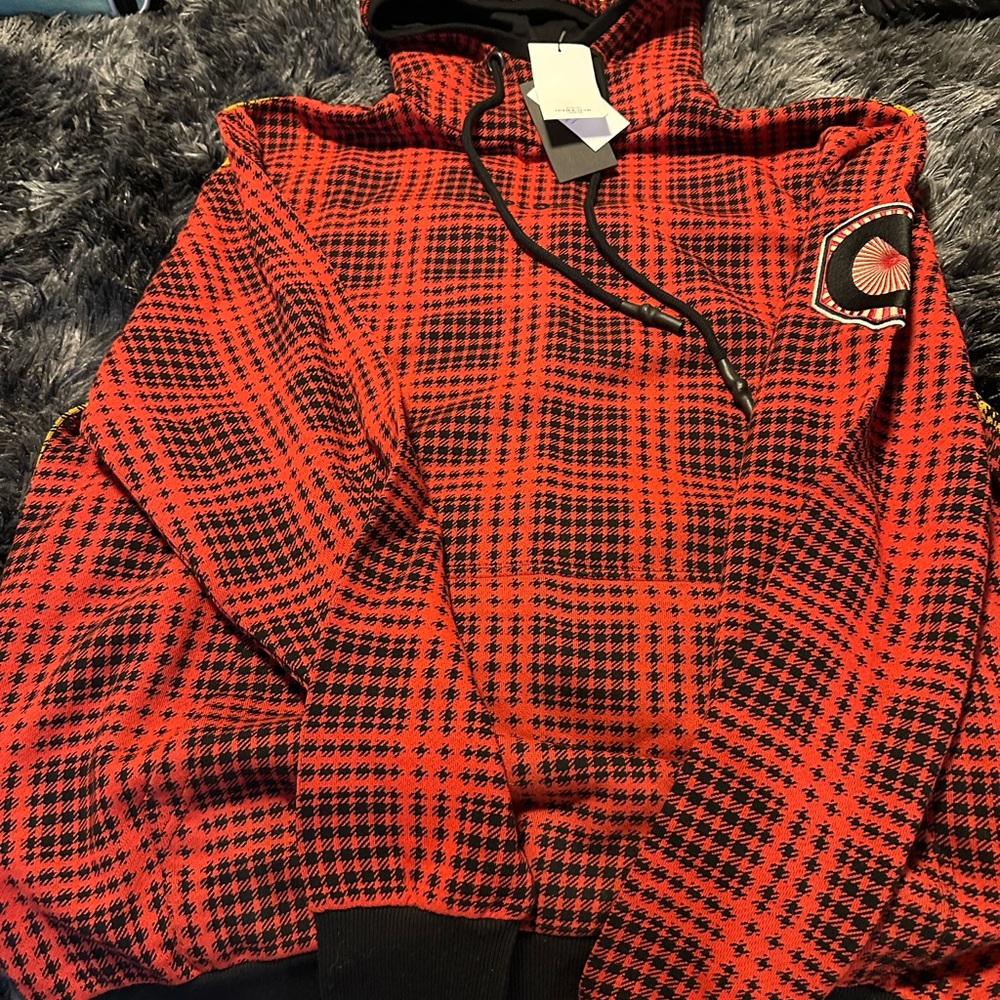 Red and Black Plaid Hoodie